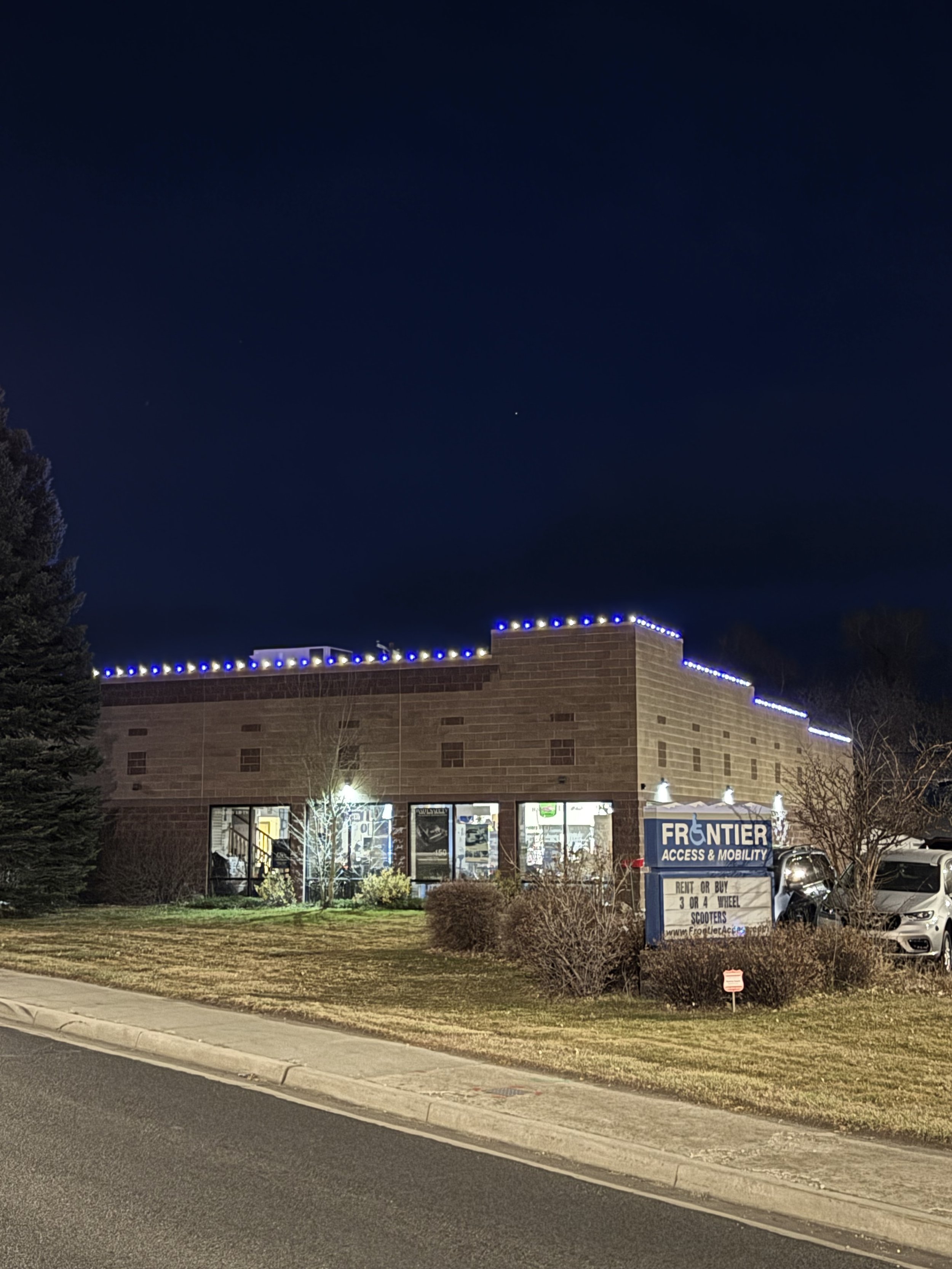 Full holiday light display with inflatable decorations, Cheyenne, WY home