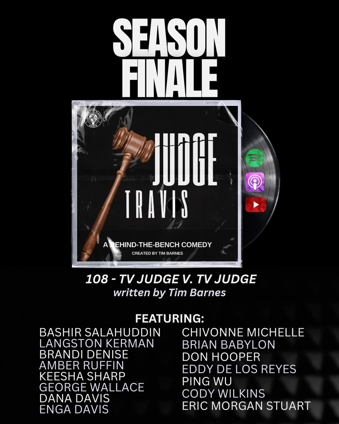 the season finale of #JudgeTravis is ready for your ears! what was your favorite moment? shout out to @ninth_planet_audio, our incredible cast, writing team and sound wizards like @sosiego_ and @kevluuinthestu for bringing this series to life!