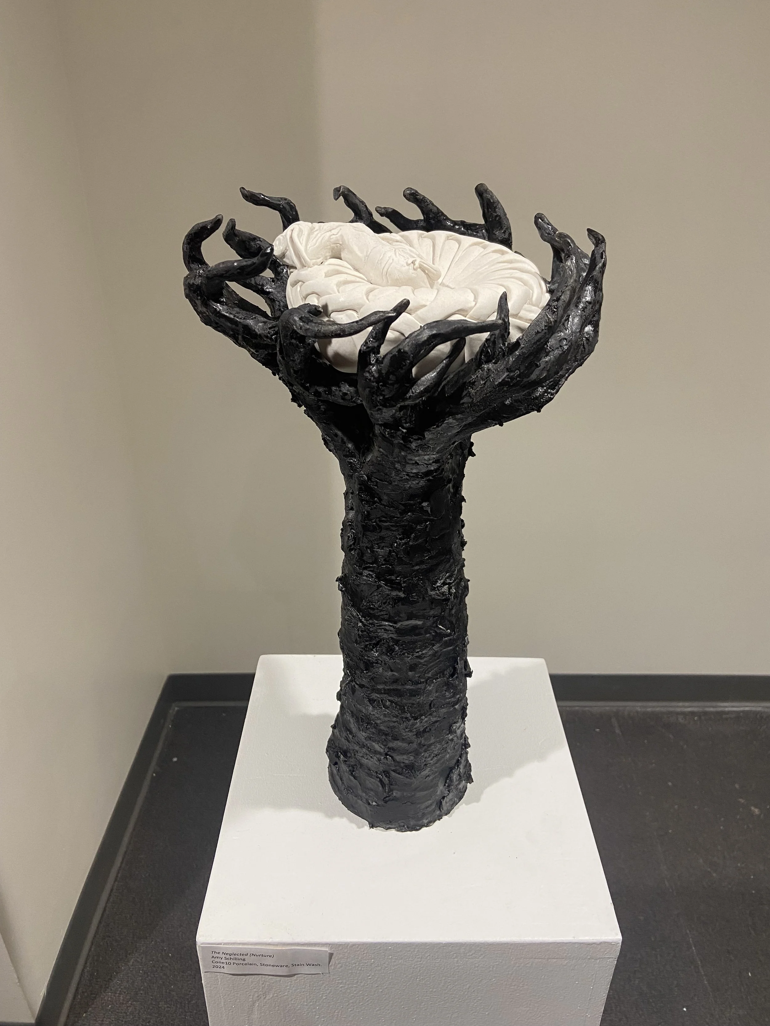 2024.
Stoneware, Cone10 Porcelain, Stain.
18" x 6"bdiameter