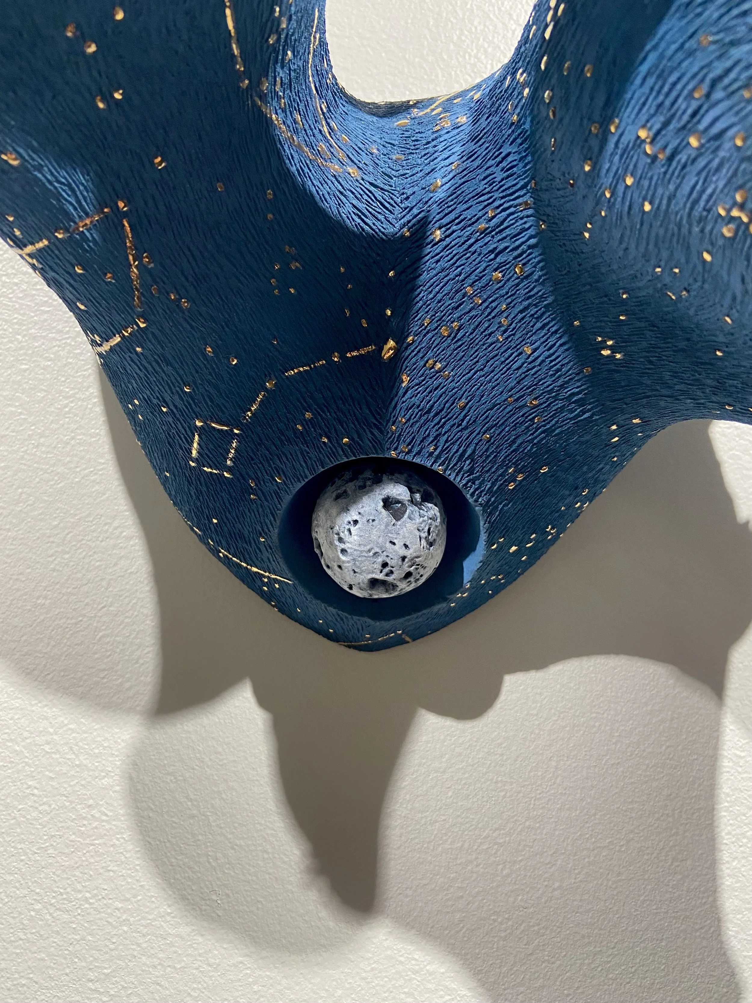 "One Perfect Night"
Based on Poem by Laura Gilpin
2023
Stoneware, Underglaze, Glaze, Gold Luster