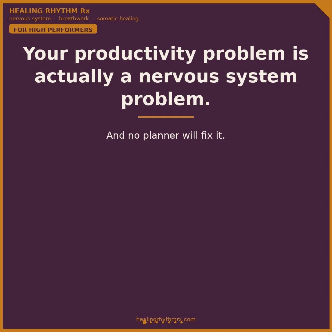 ⁠
Your productivity problem is actually a nervous system problem.⁠
⁠
And no planner will fix it.⁠
⁠
You're good at what you do. You deliver. You lead. You perform.⁠
⁠
But lately: second-guessing decisions. Mental fog. Clarity disappearing under press