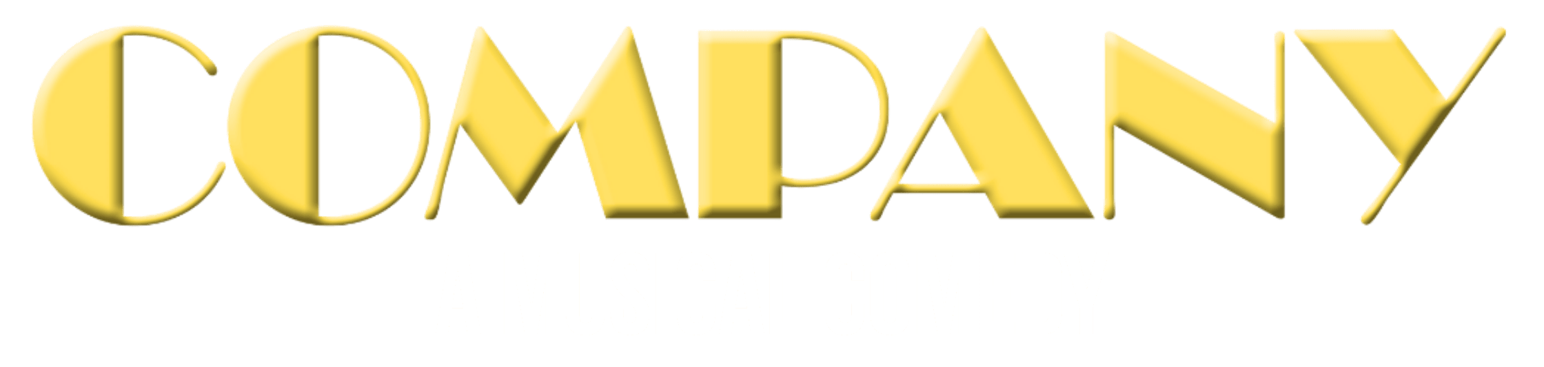 Logo for "Company: A Musical Comedy", with stylized yellow text and a white city skyline in the background.