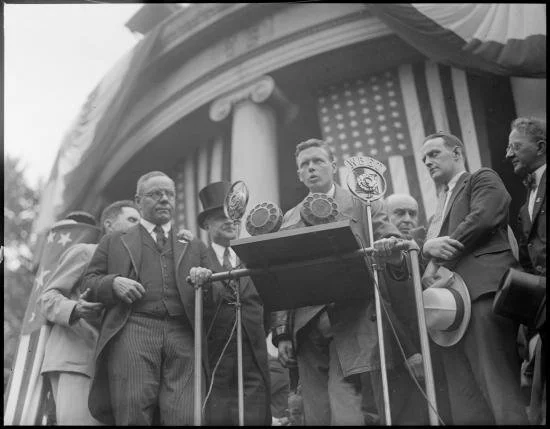 Lindbergh and Mayor Nichols at Parkman Bandstand.jpg