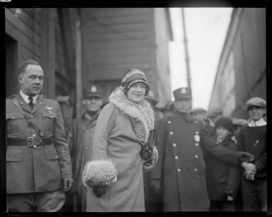 Lindbergh's mother at East Boston Airport..jpg