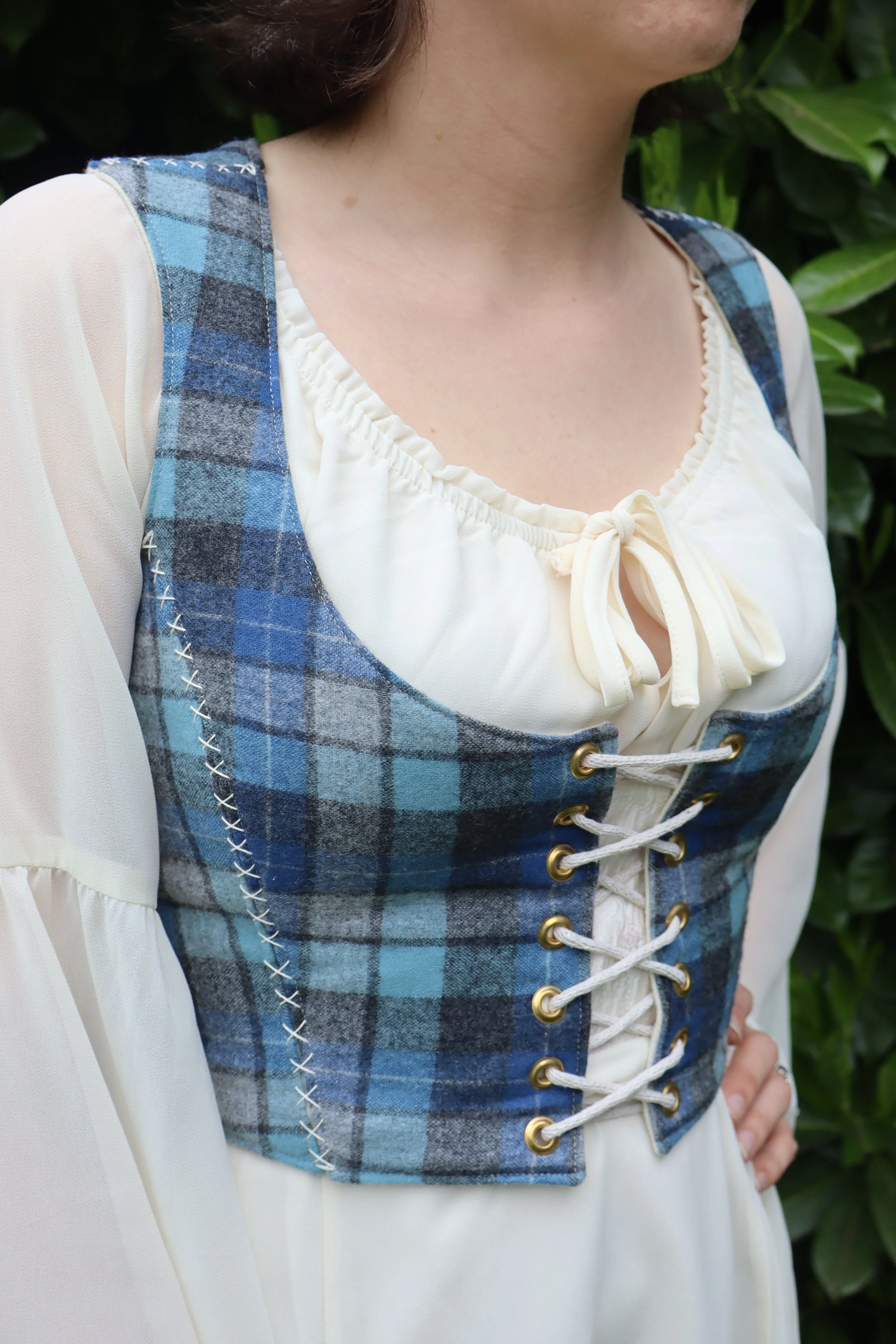 *Ready To Ship* Belladonna Bodice | Medium | Aqua Plaid