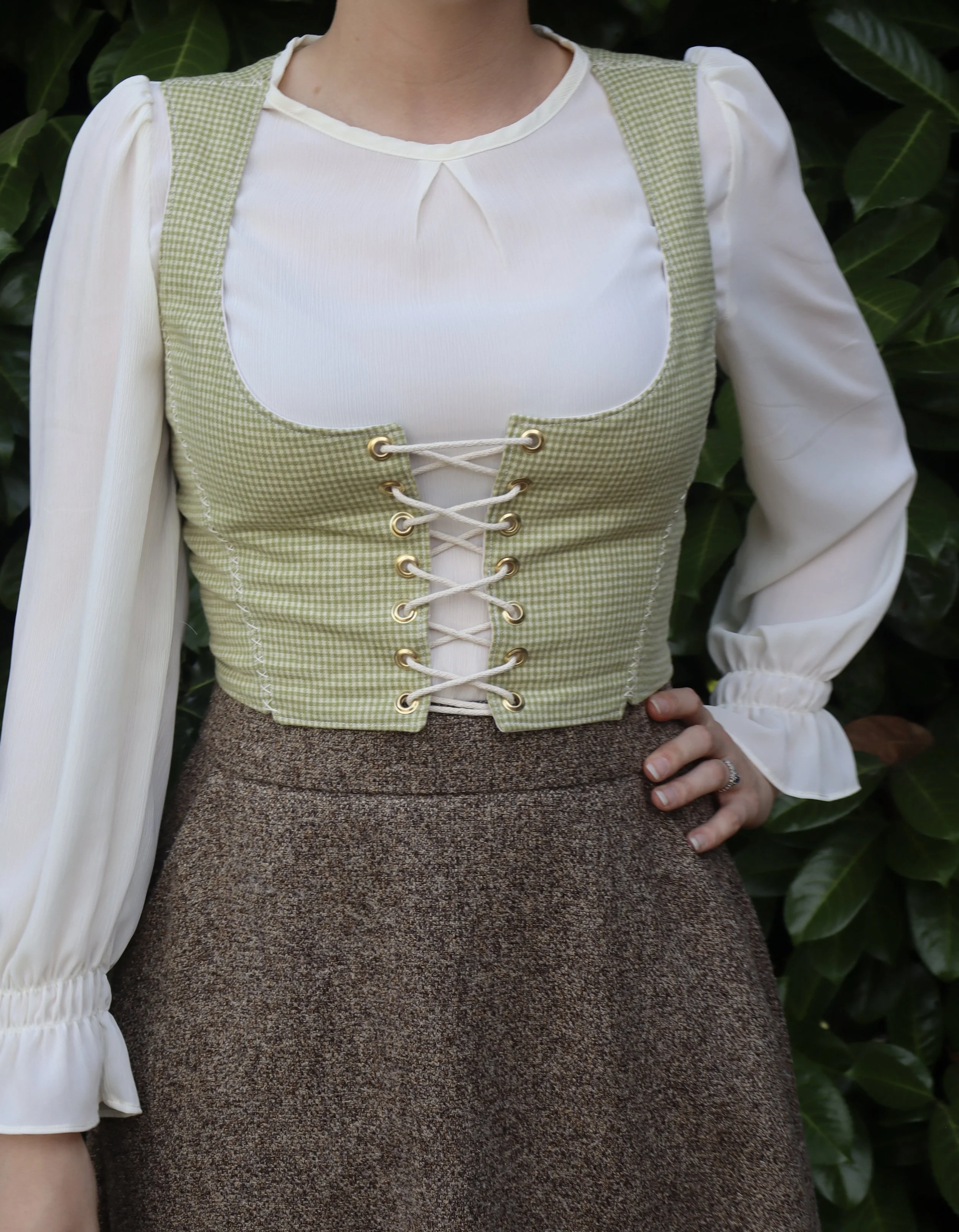 *Ready To Ship* Belladonna Bodice | Medium | Green Gingham
