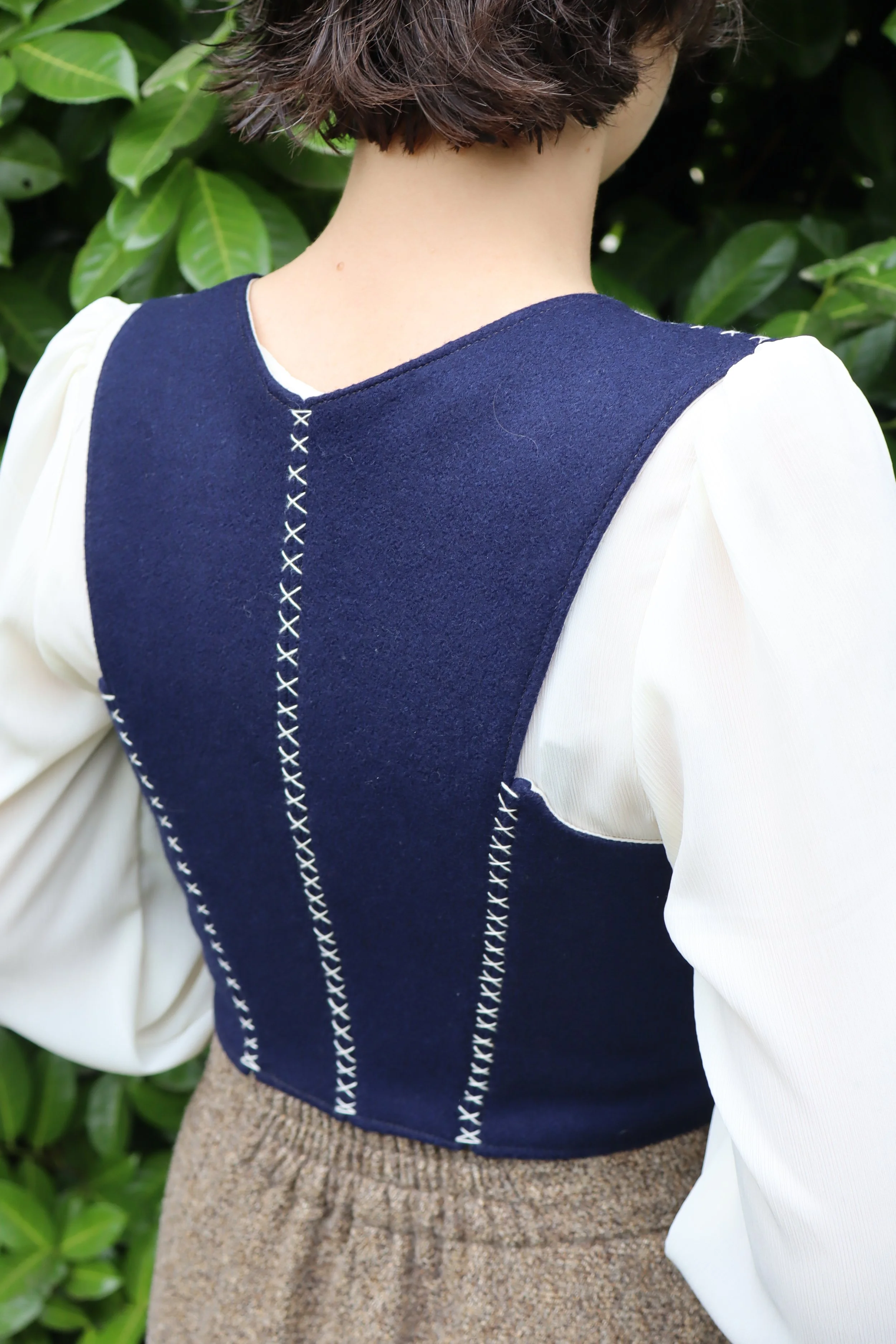 *Ready To Ship* Belladonna Bodice | Medium | Midnight Blue Melton Wool