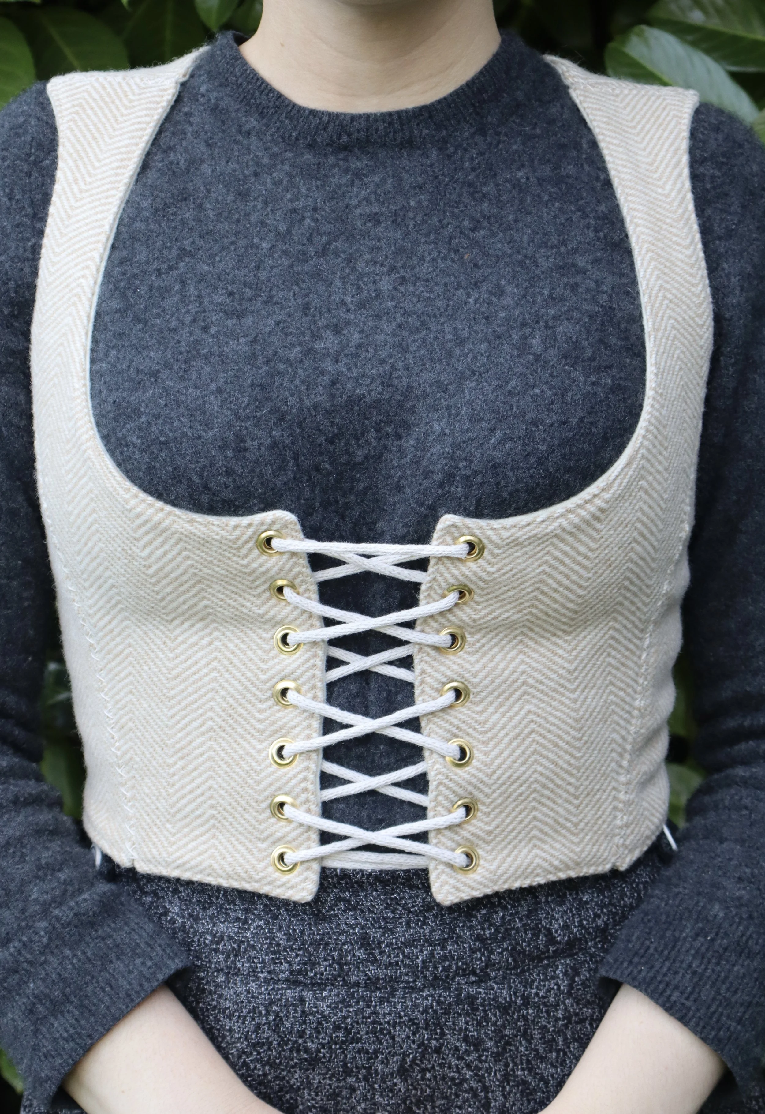 *Ready To Ship* Belladonna Bodice | Medium | Cream Herringbone