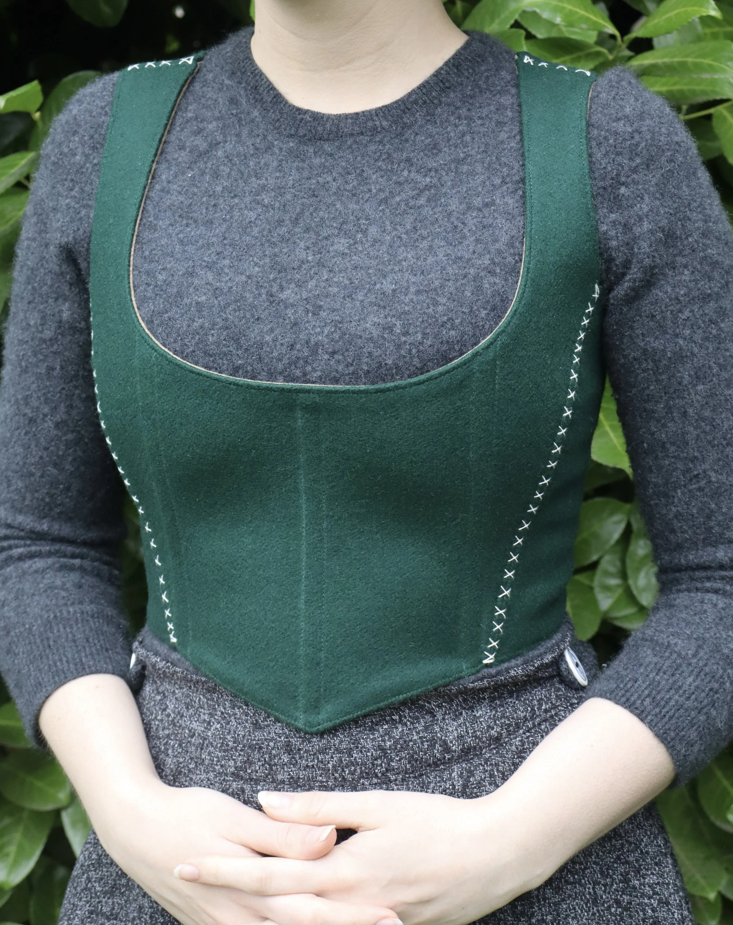 *Ready To Ship* Finfolk Bodice | Medium | Emerald Melton Wool
