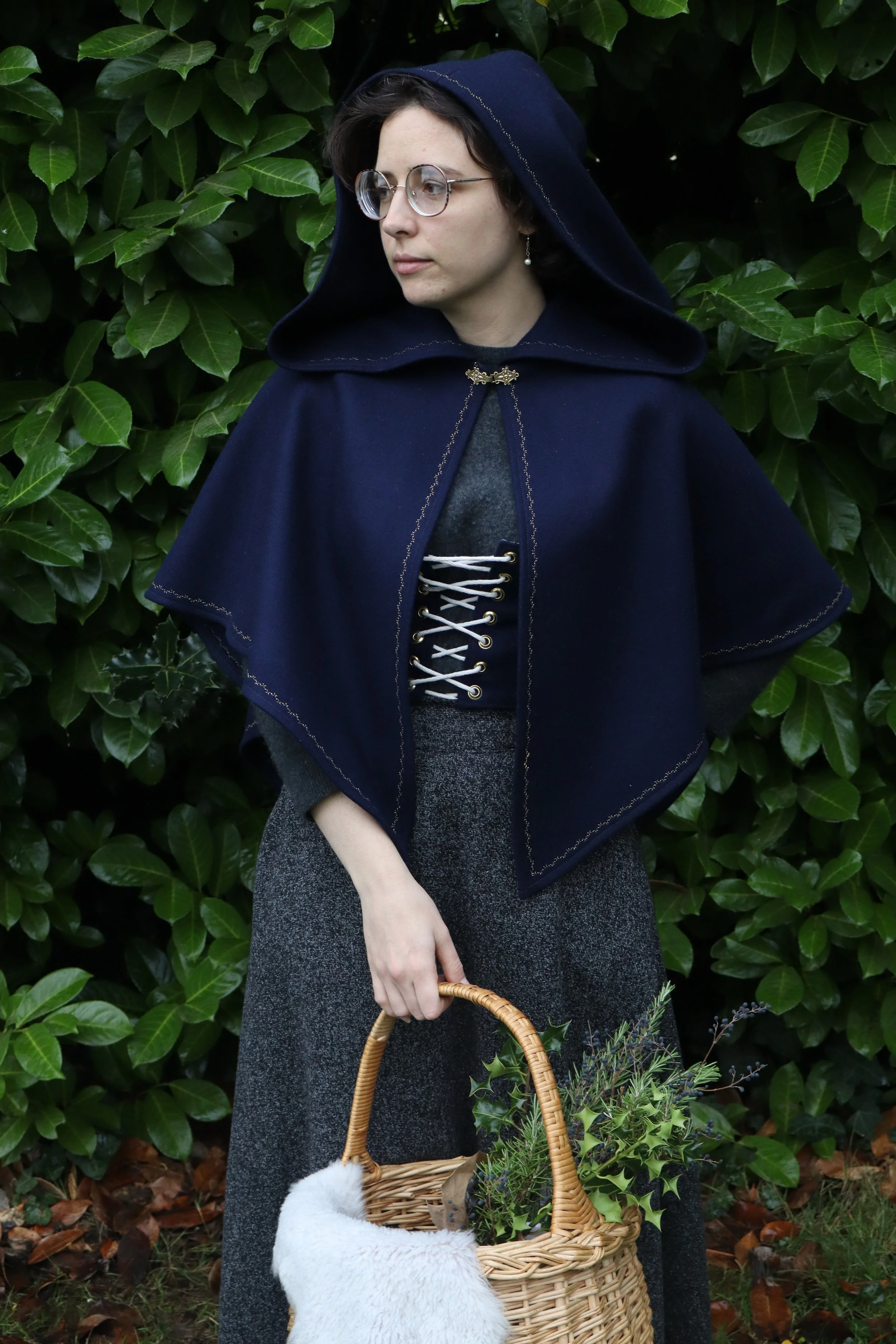 *Ready To Ship* Holda's Capelet | Midnight Blue Melton Wool