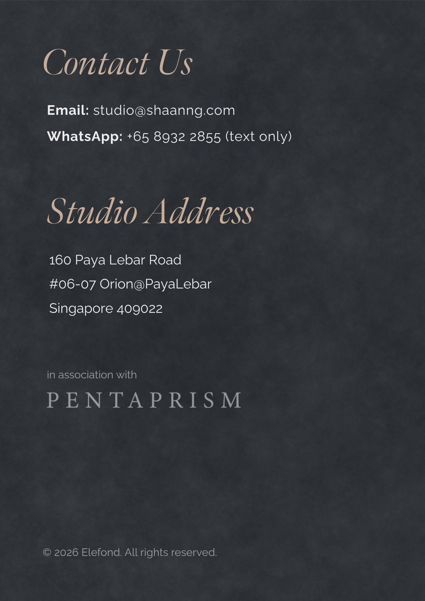 Shaan Studio Contact Details
