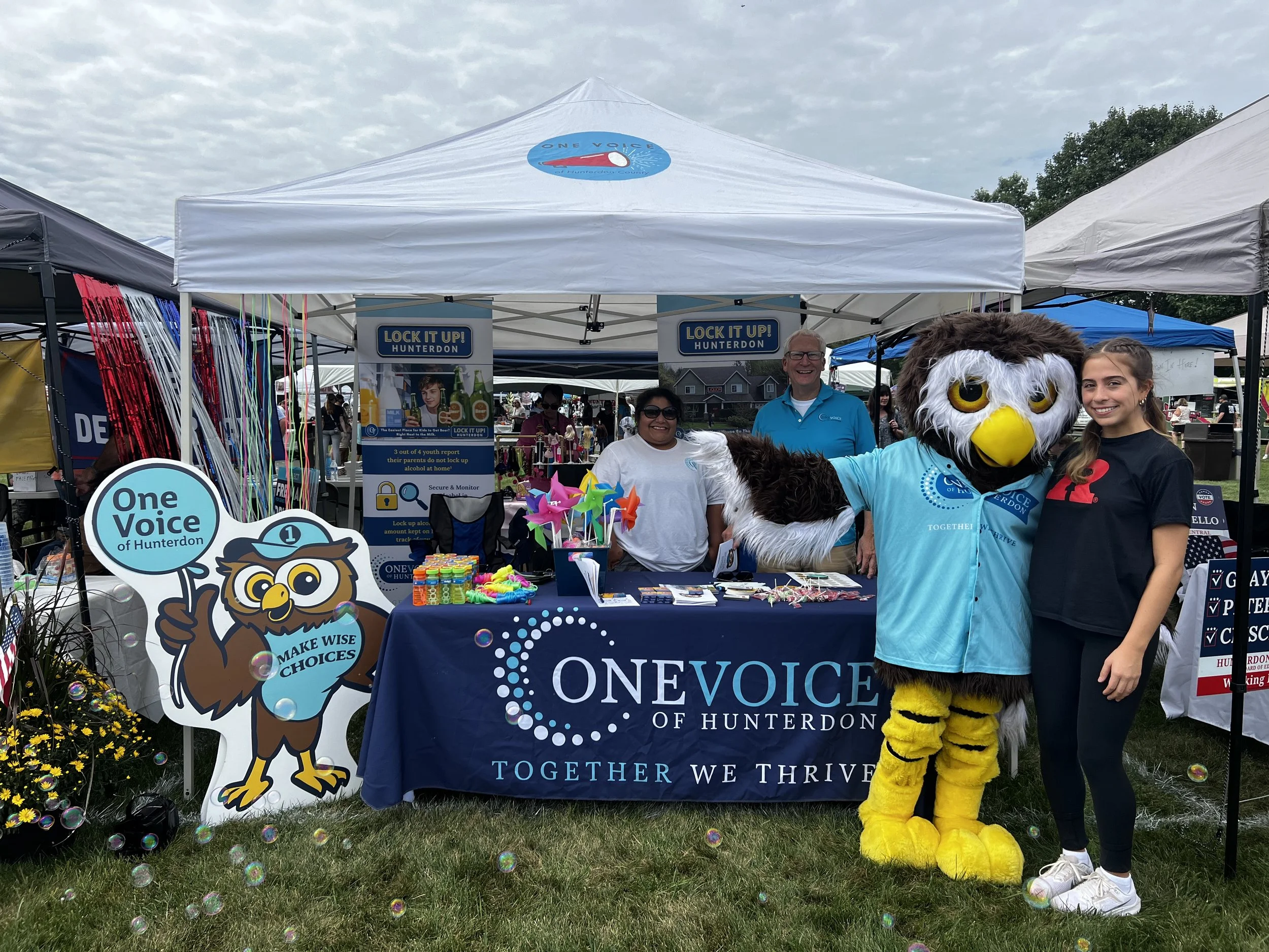 Table set up, owlbert, evelyn, norm, intern victoria.jpeg