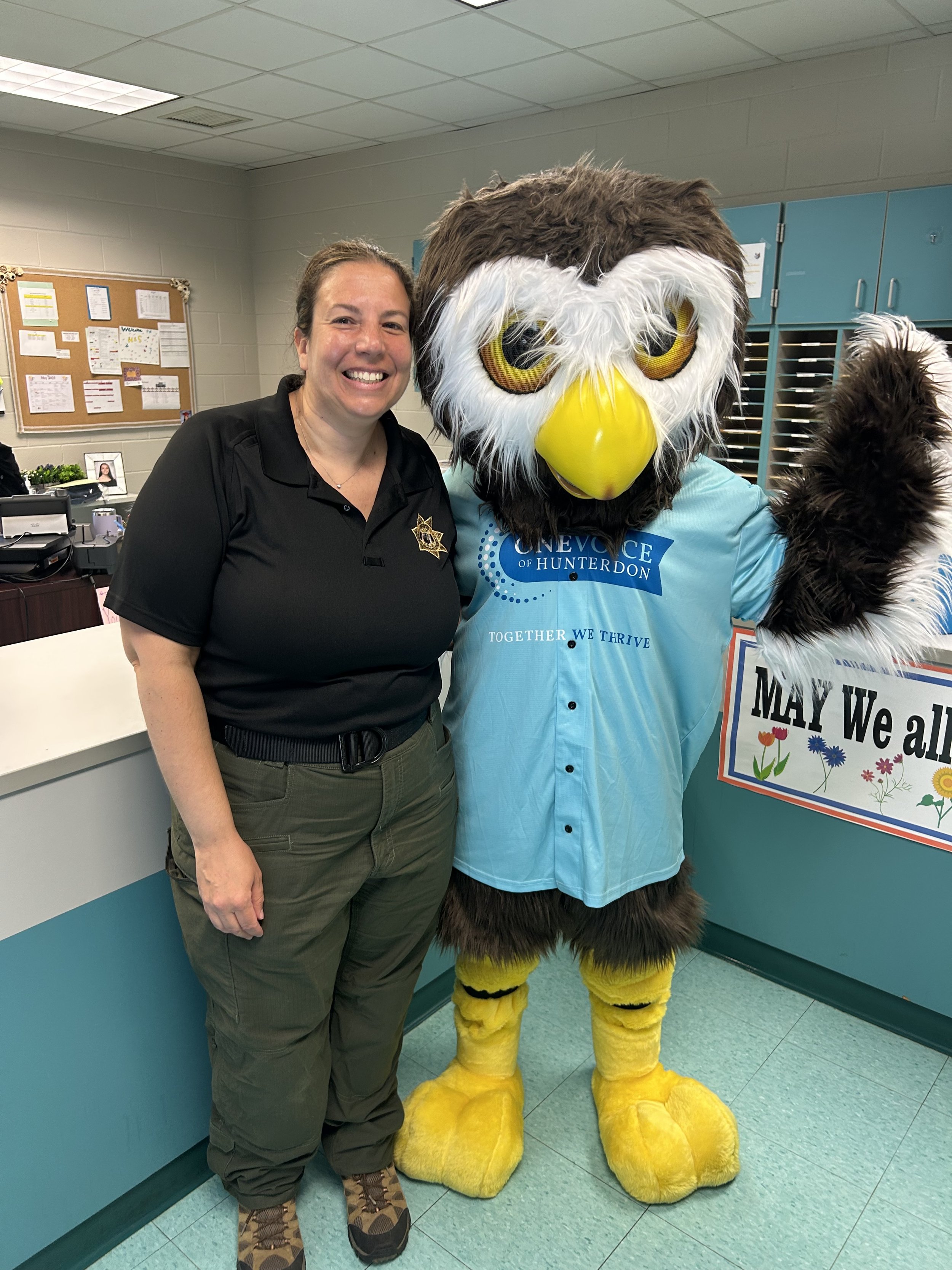 Owlbert with Maria from Hunterdon County Sheriffs office at HBS.jpg