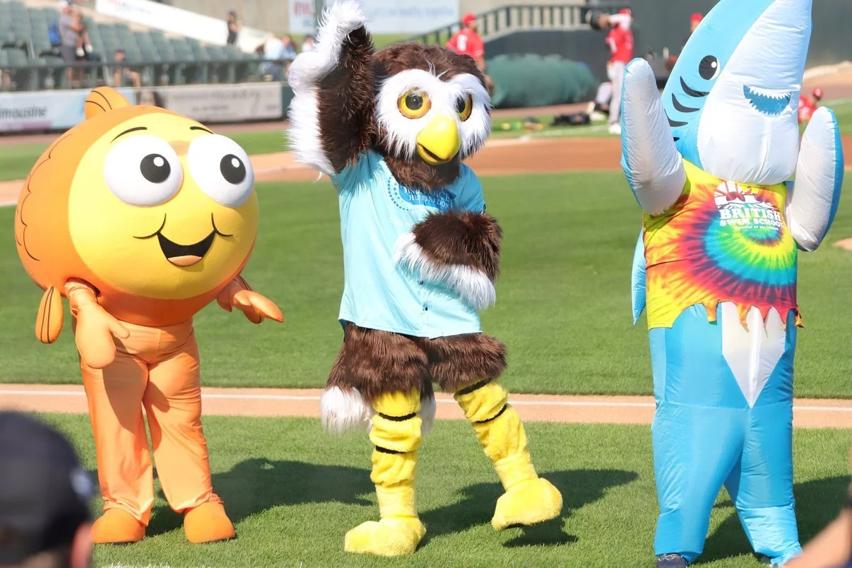 Owlbert and other mascots.JPG