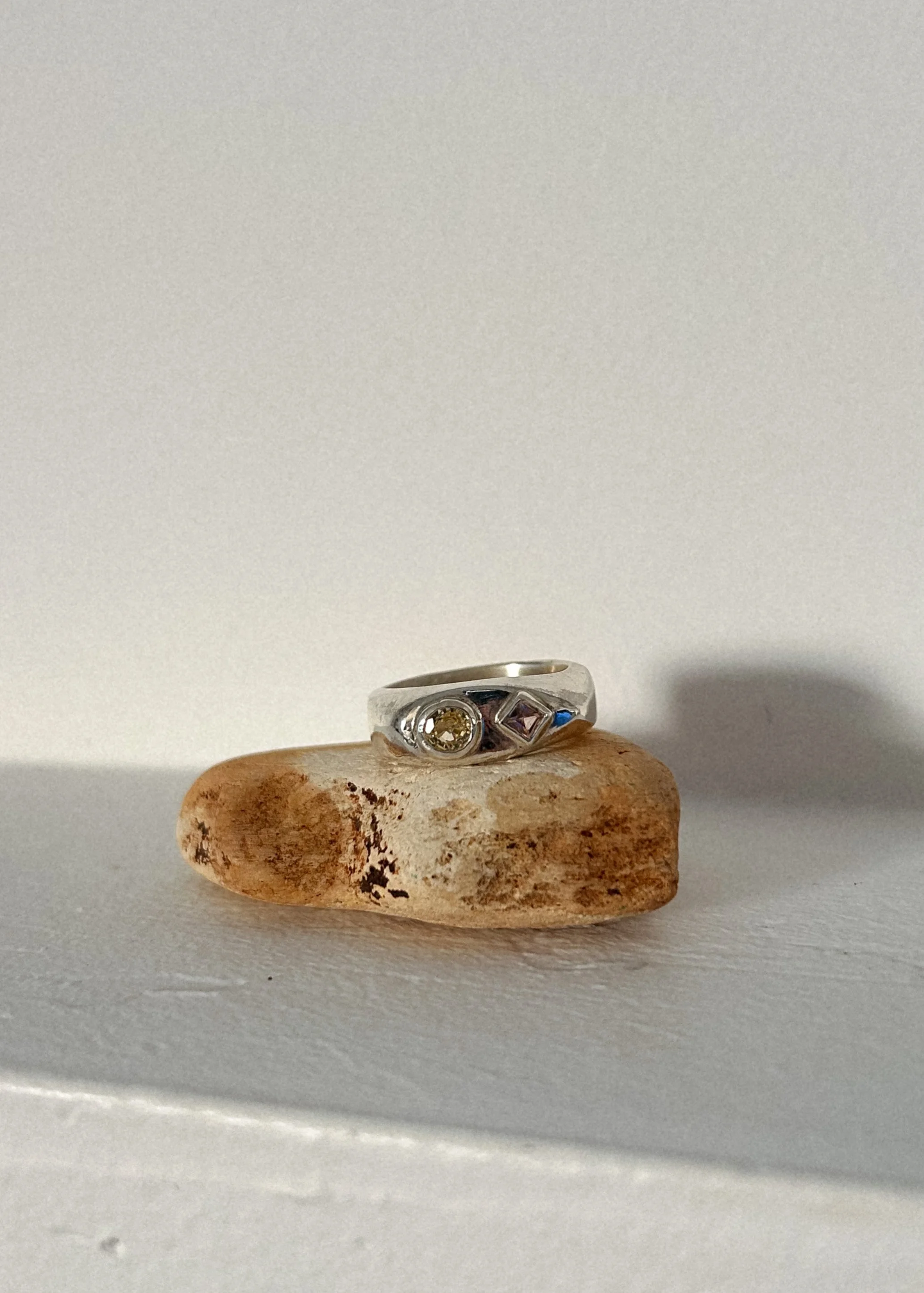 Palmer Chunky Signet with Montana Sapphire and tourmaline
