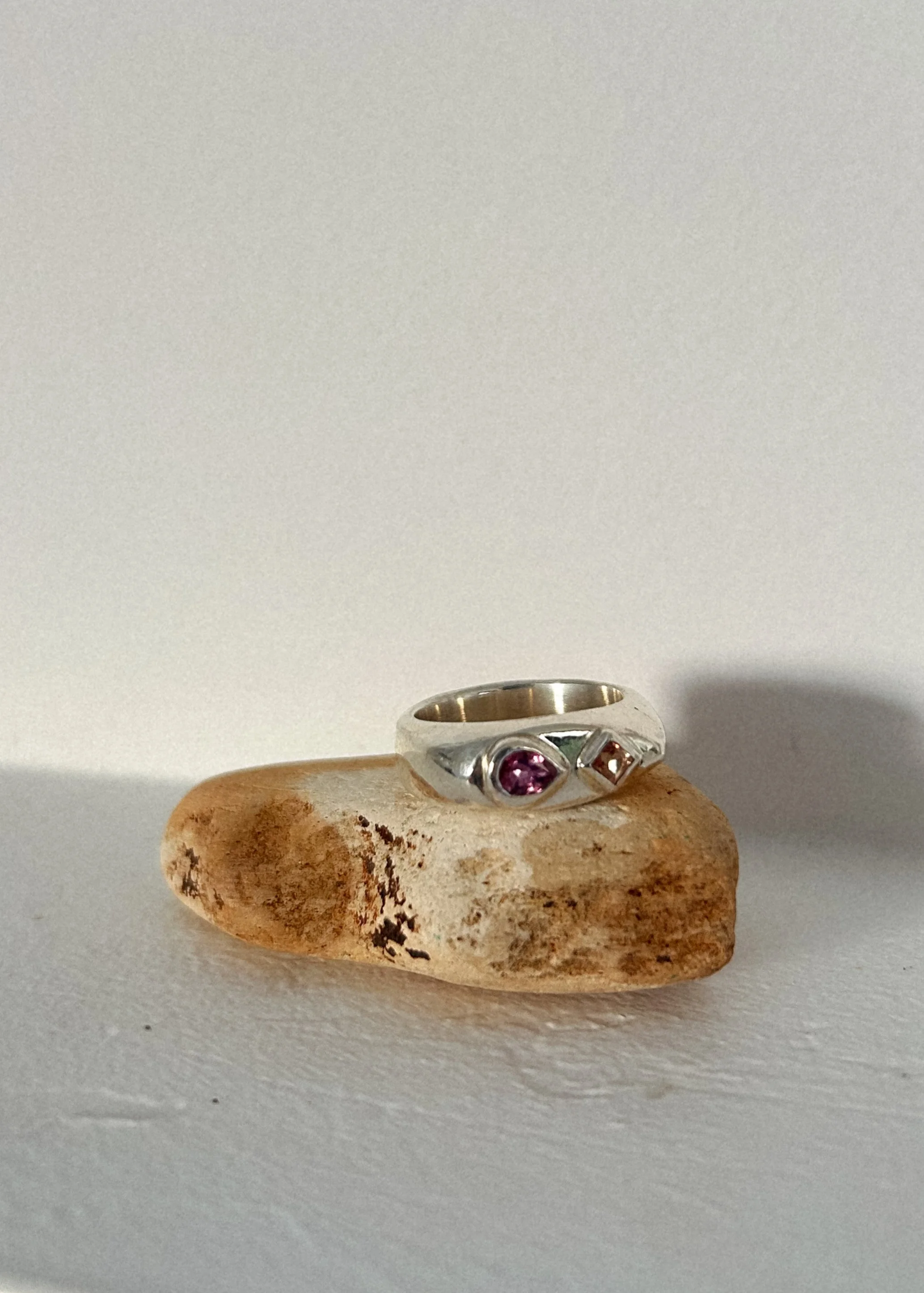 Palmer Chunky Signet with Pink Sapphire and tourmaline