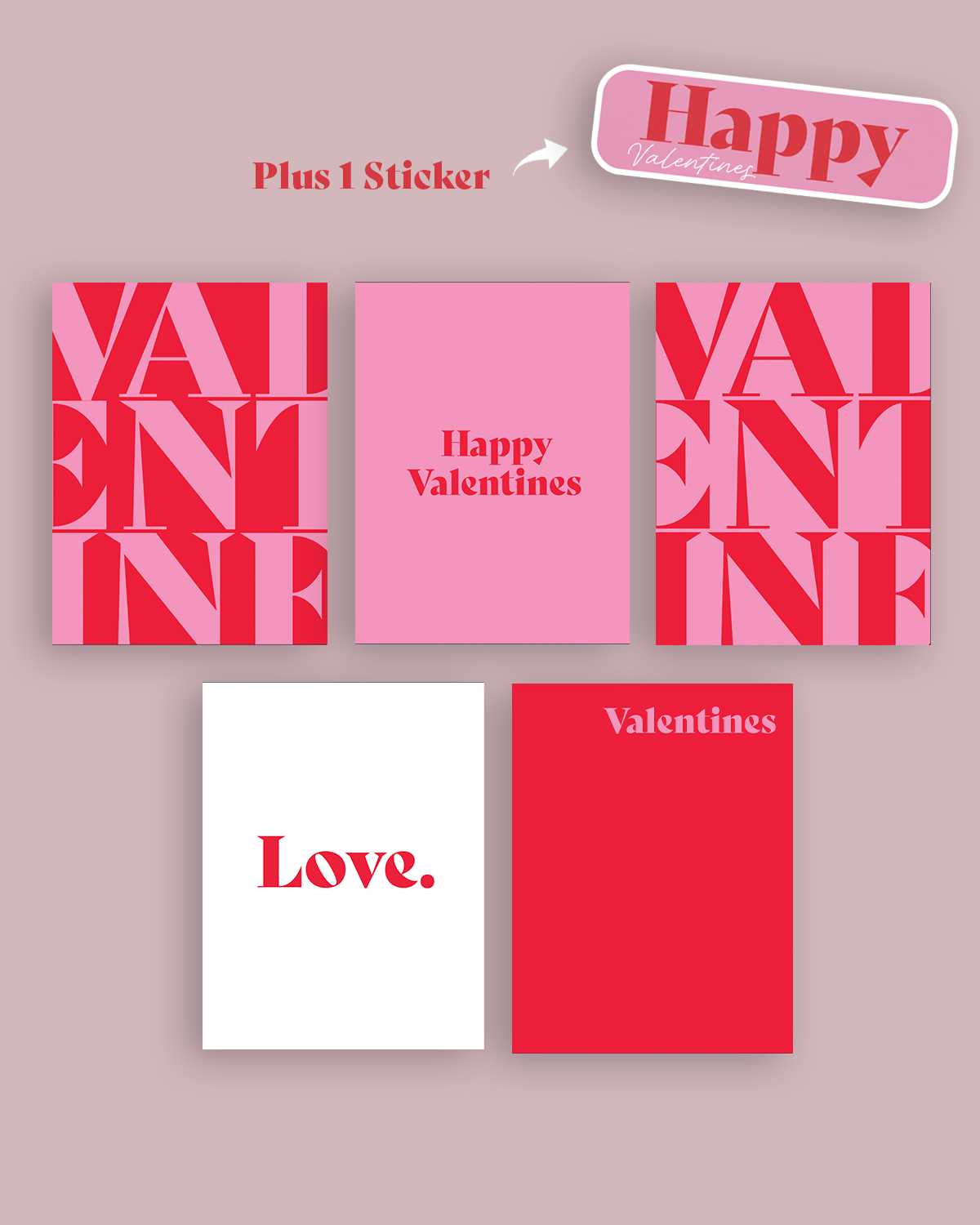 Valentine Words Pack (5 Pack of cards with envelopes and a sticker)