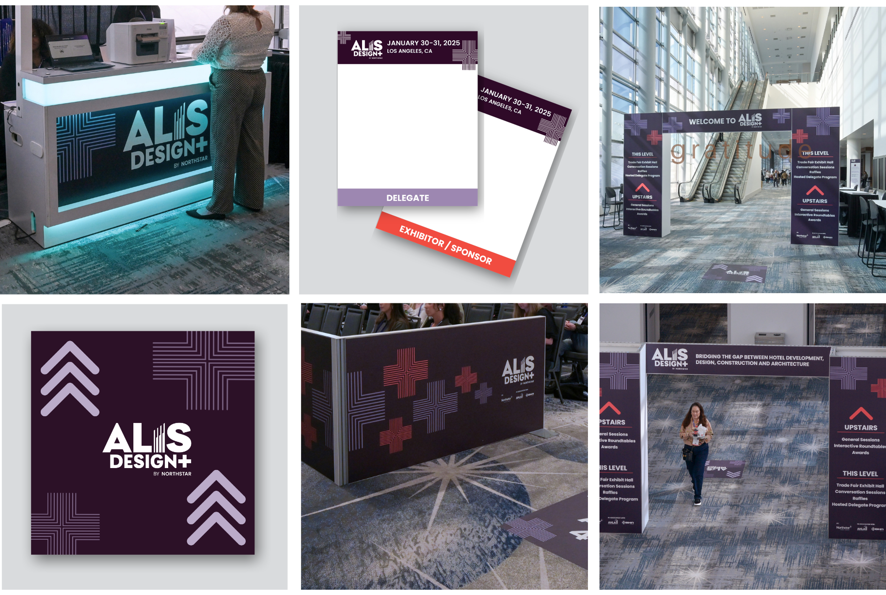 ALIS DESIGN+ 2025 Registration Kick Panel, Event Badges, Entrance Unit, and Floor Decals