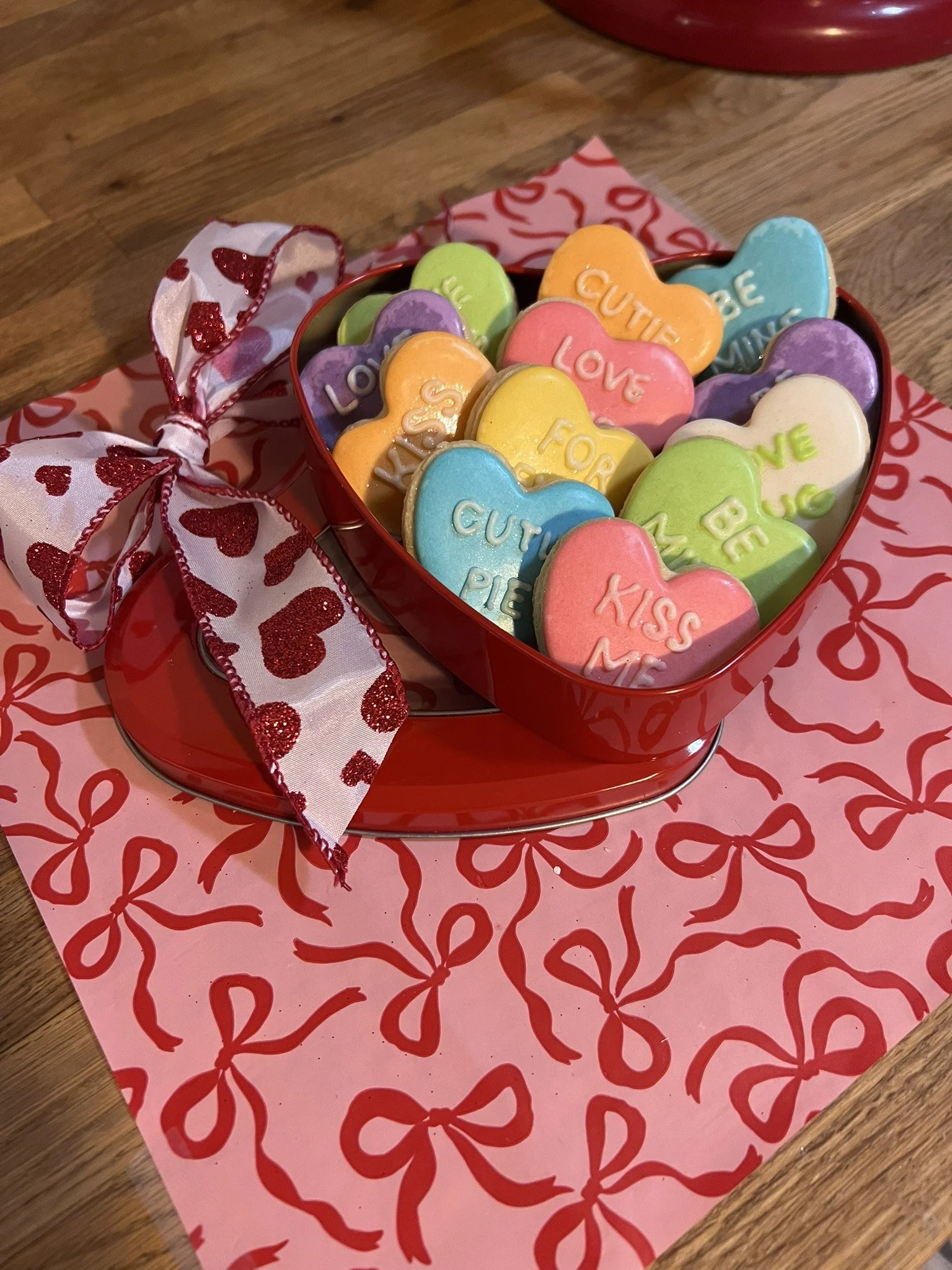 Gourmet Conversation Heart Cookies in Gift Tin