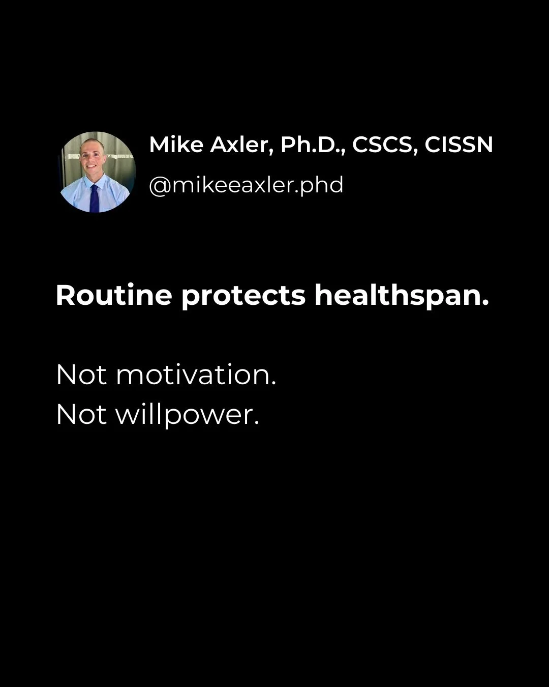 Routine is one of the most underrated longevity tools we have.

As an exercise scientist and coach, I see the same pattern over and over:

When structure disappears, health becomes inconsistent.
Sleep suffers.
Movement drops.
Nutrition becomes reacti