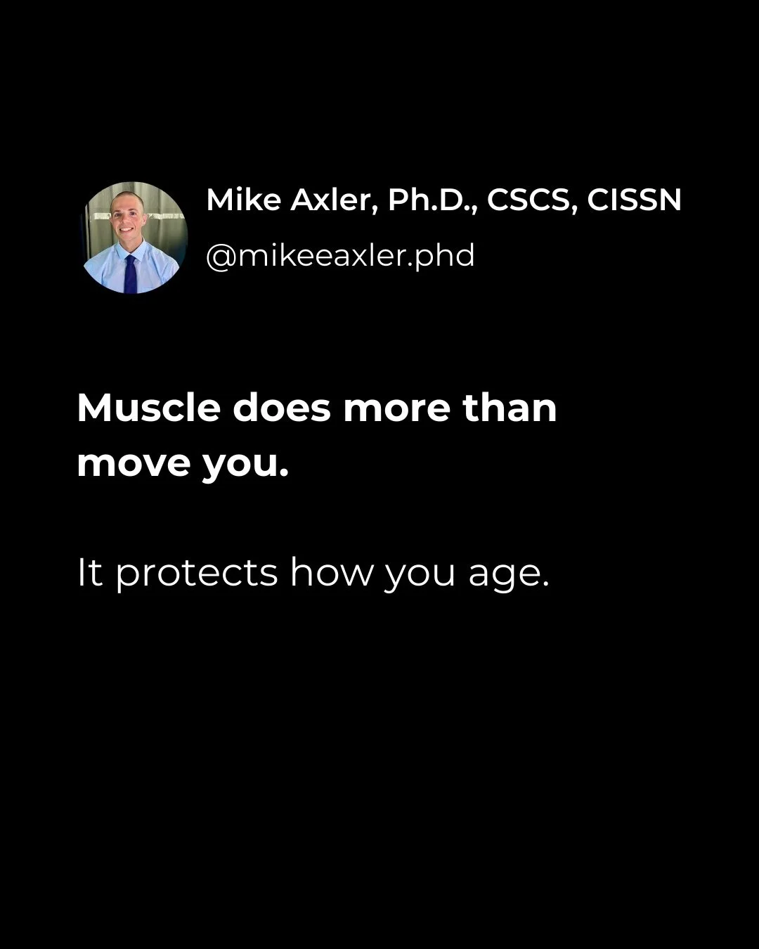 Muscle is one of the most important tissues for healthy aging.

It doesn&rsquo;t just help you lift weights.

Muscle:
&bull; Supports and protects joints
&bull; Regulates blood sugar and metabolism
&bull; Improves balance and fall resistance

As we a