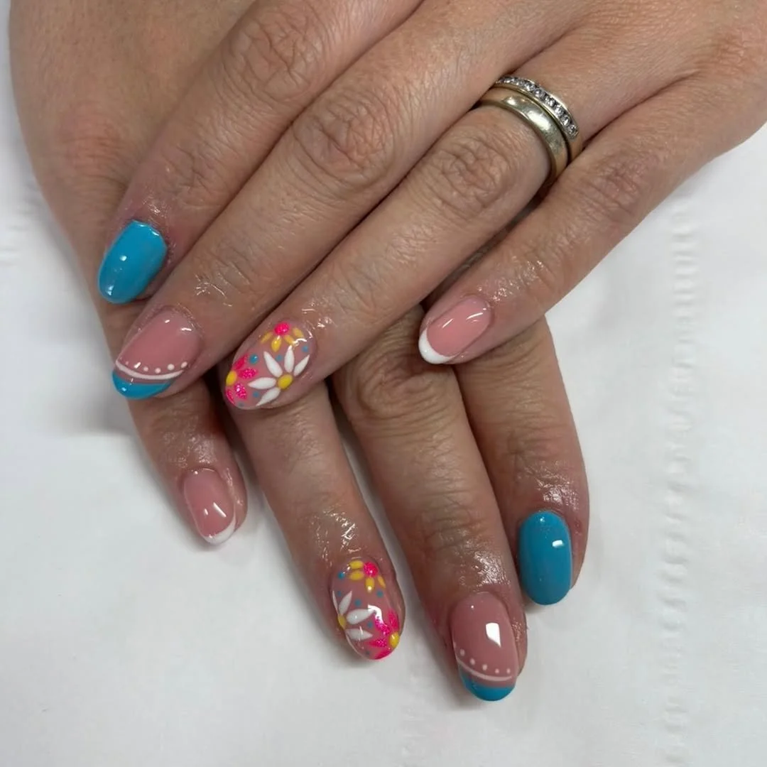 Display of nail polish and manicure tools in the salon