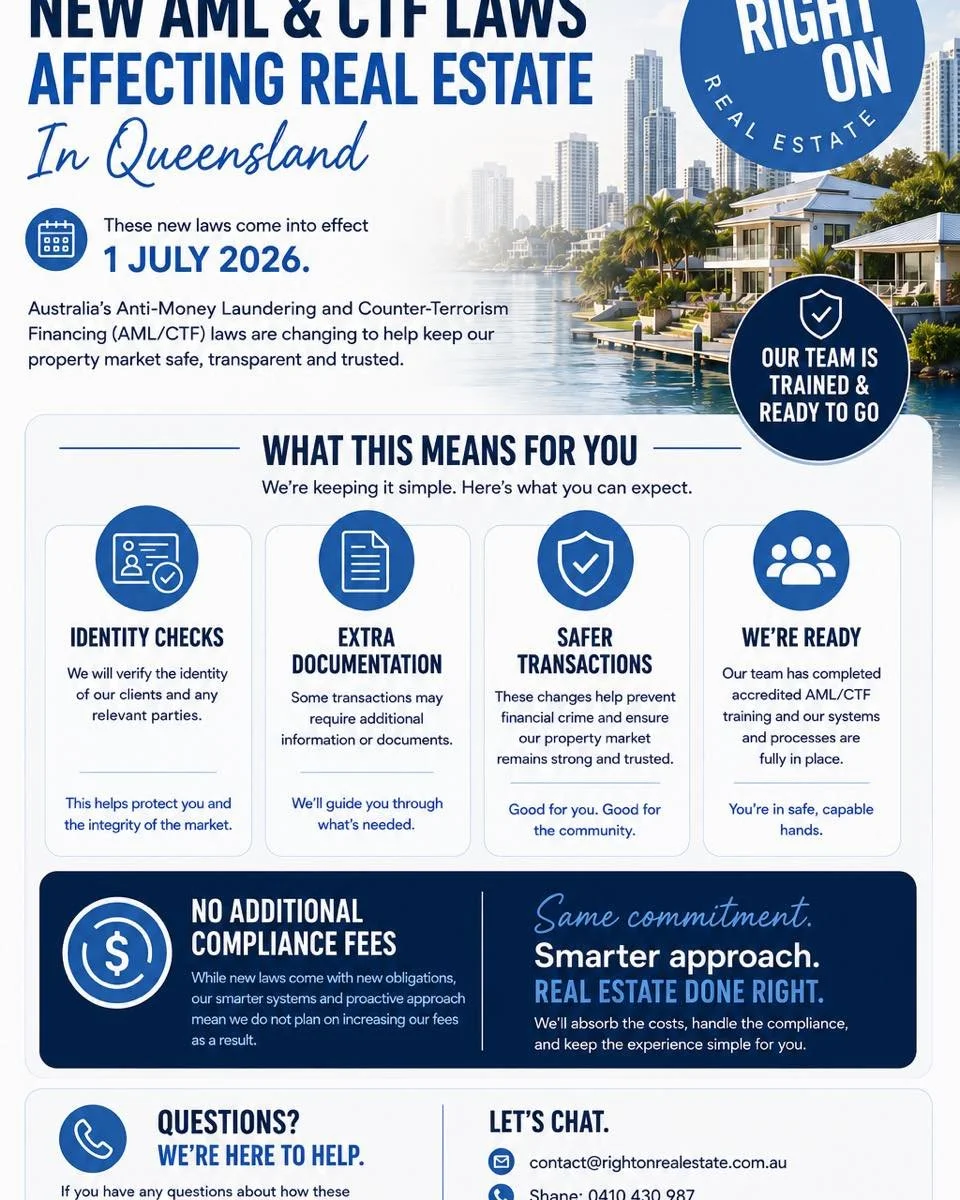 From 1 July 2026, new AML &amp; CTF laws will apply to the real estate industry across Australia.

What does that mean for buyers and sellers?

You may notice:
✔️ Additional identity checks
✔️ Some extra documentation
✔️ More secure transaction proce