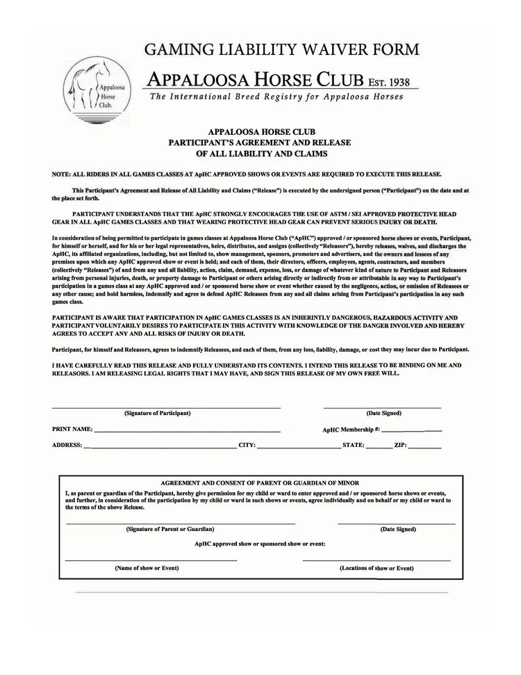 Gaming Waiver