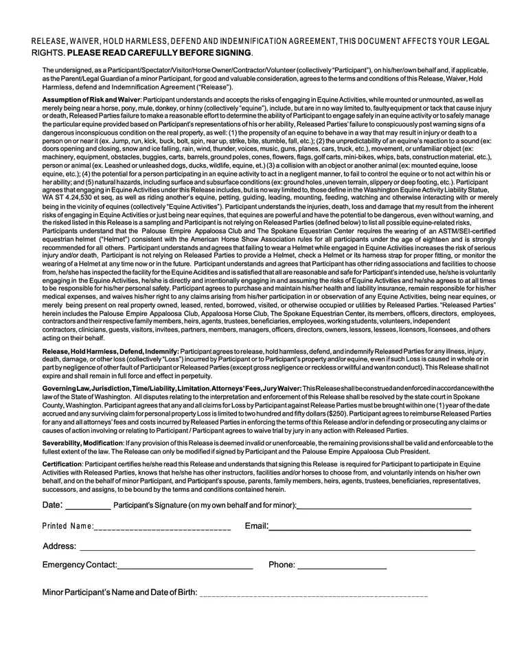Liability Waiver