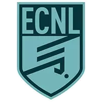 Logo of ECNL soccer organization with a shield design and stylized initials.