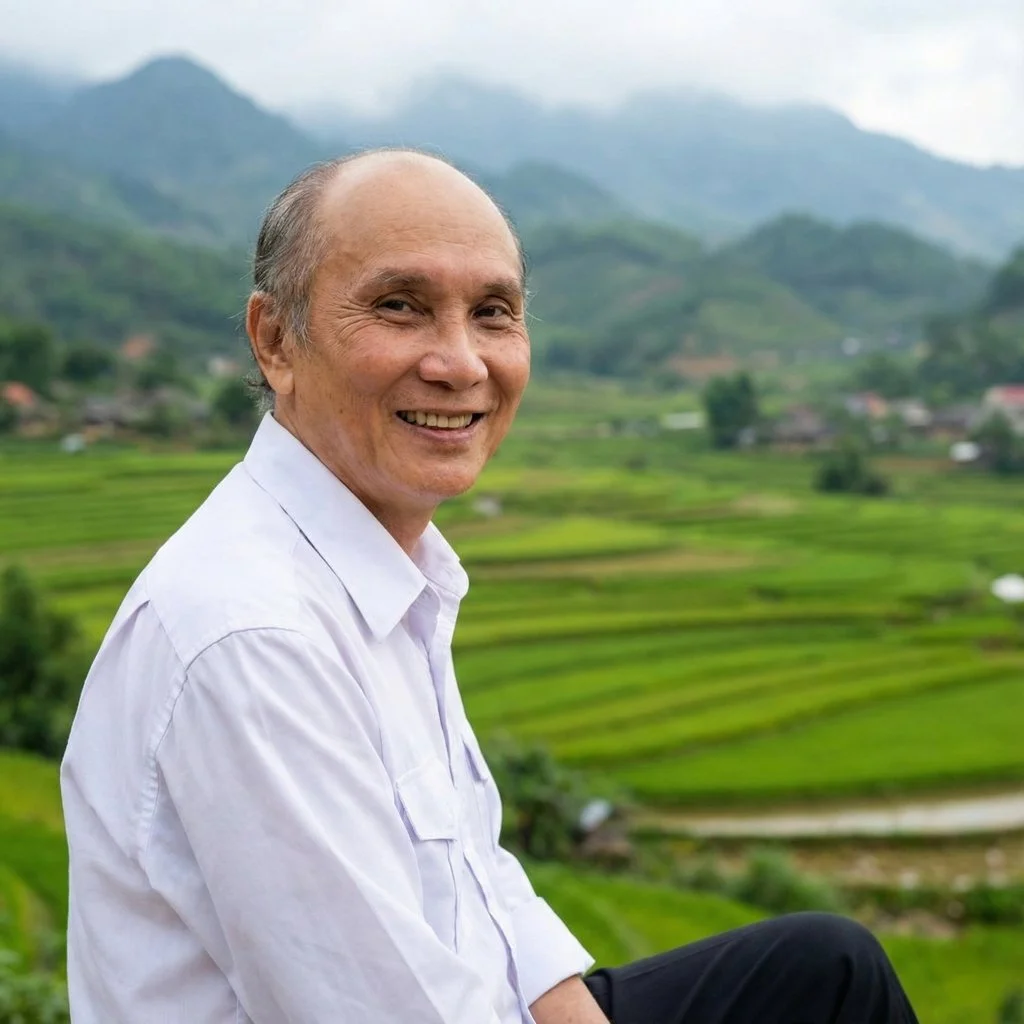 A man with curly dark hair, glasses, and a beard, wearing a black sweater, sitting indoors with a neutral background and a plant in the background.