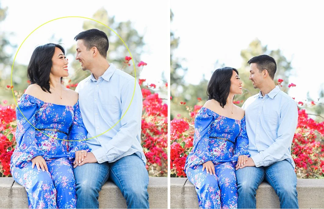 I had my clients adjust their position so that she could lean forward more, extending her neck to make the overall pose feel more relaxed.