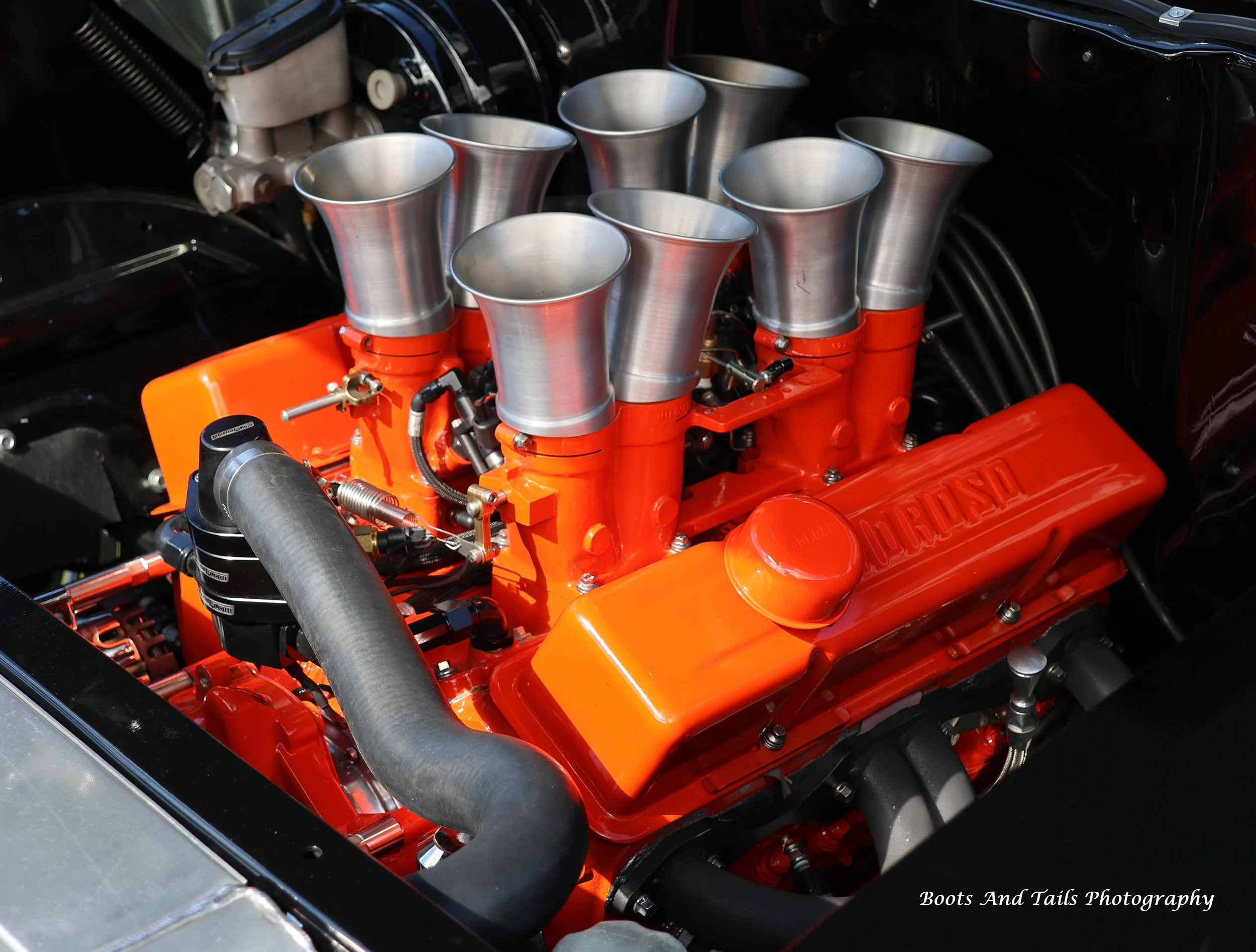 Chev Engine with Trumpets  Hi Res Shot
