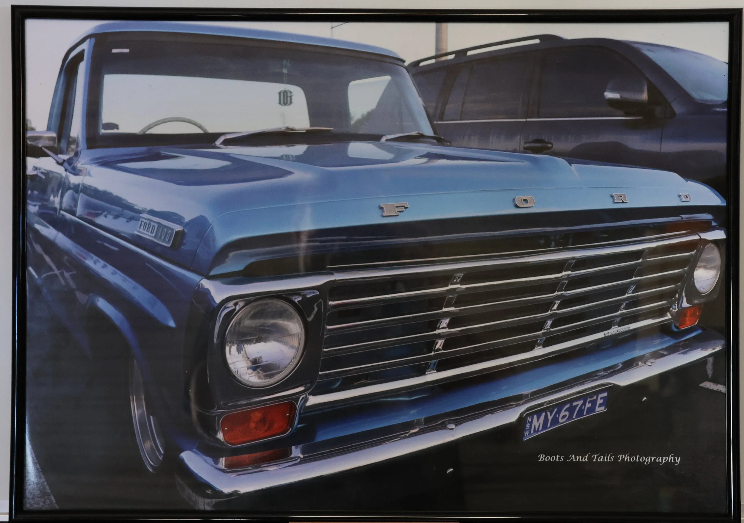 A2 Framed Print (420mm x 594mm ) 1967 Ford F100 Blue