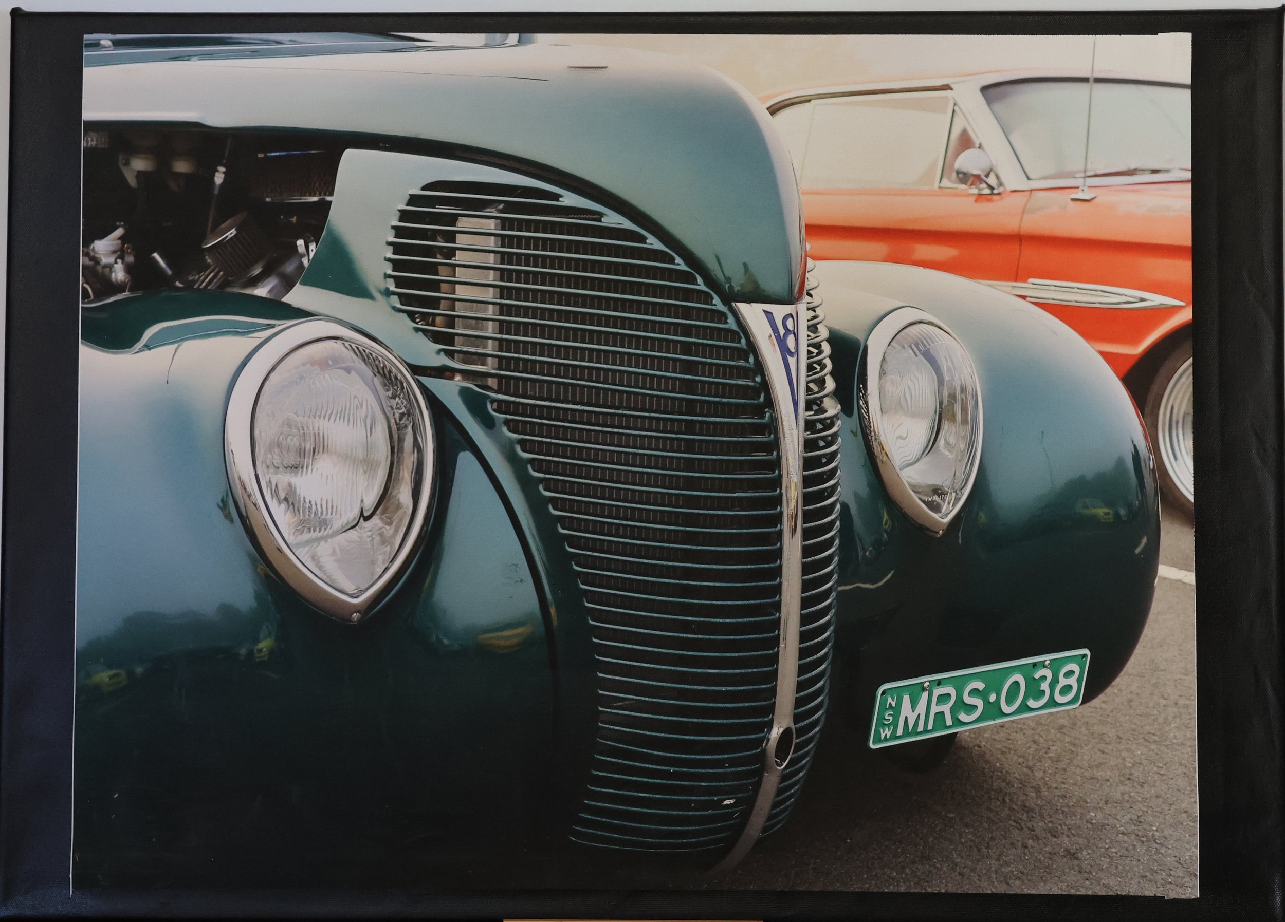 A2 Framed Print (420mm x 594mm ) 1938 Ford Hot Rod On Canvas