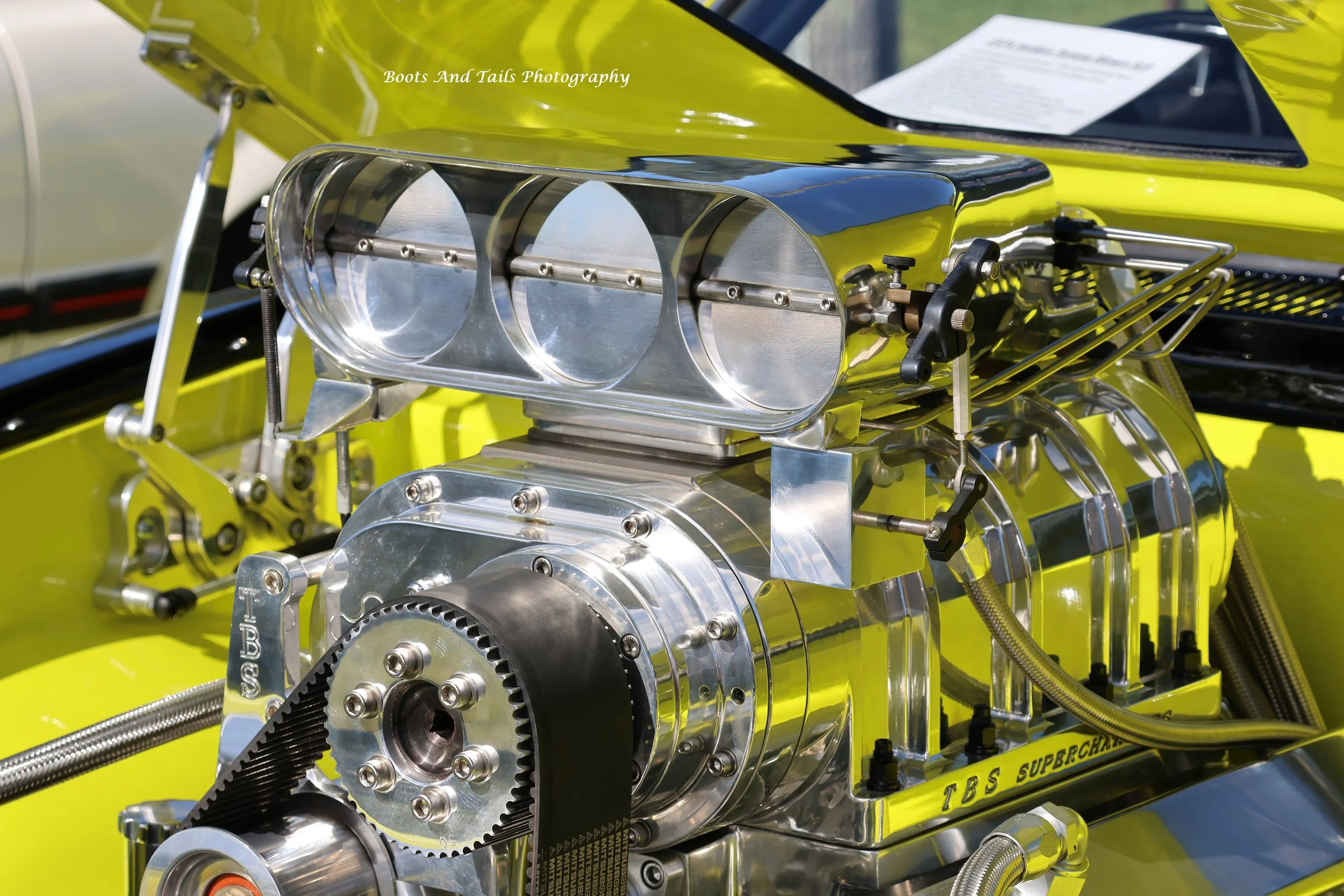 Close up of a supercharged engine