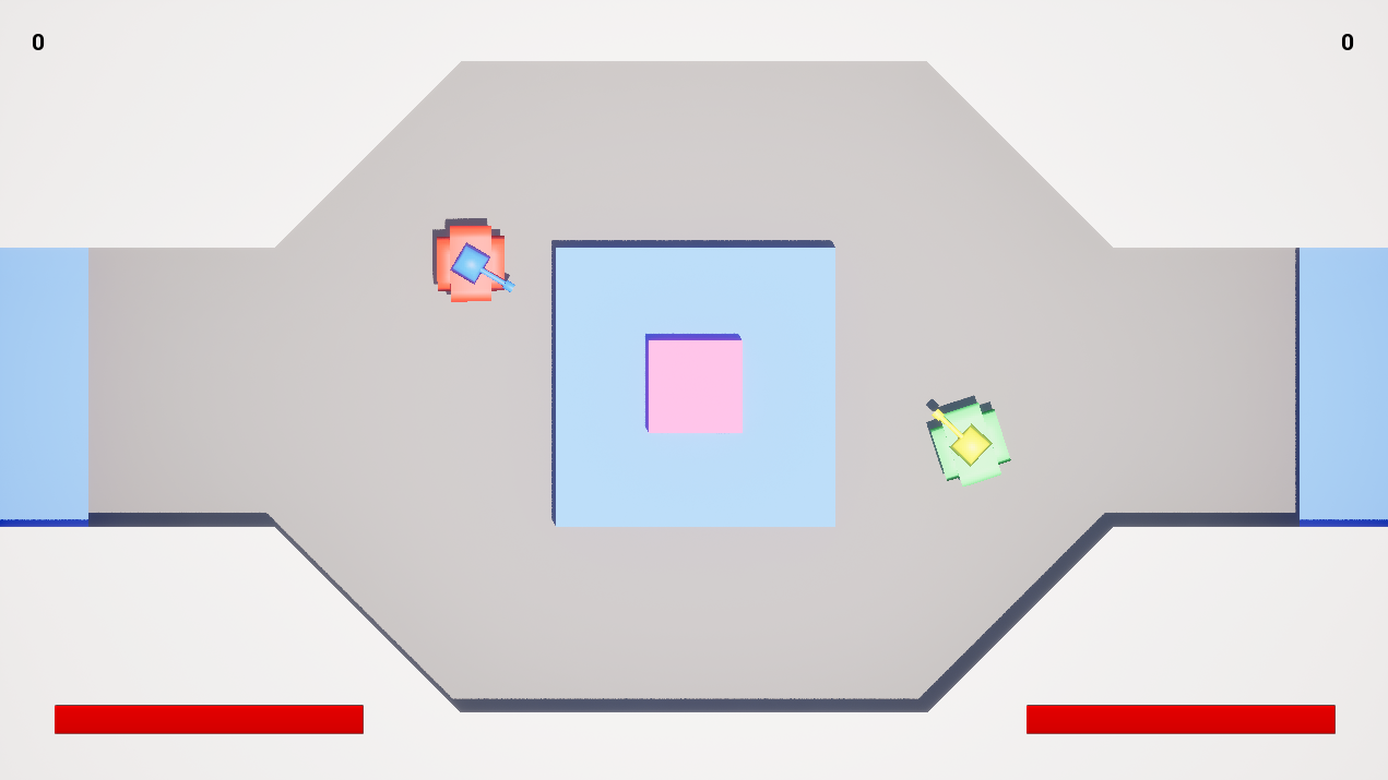 "Tanks Together!" is a 1 vs. 1 and 2 vs. 2 local multiplayer game inspired by 2007's WiiPlay "Tanks!" game. Instead of a semi-cooperative multiplayer game, the built their entire game around fighting your opponent with tanks.