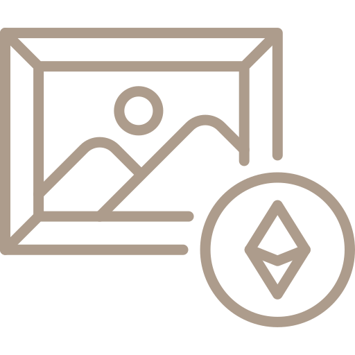 An illustration of a landscape with a mountain and sun, and the Ethereum cryptocurrency logo.