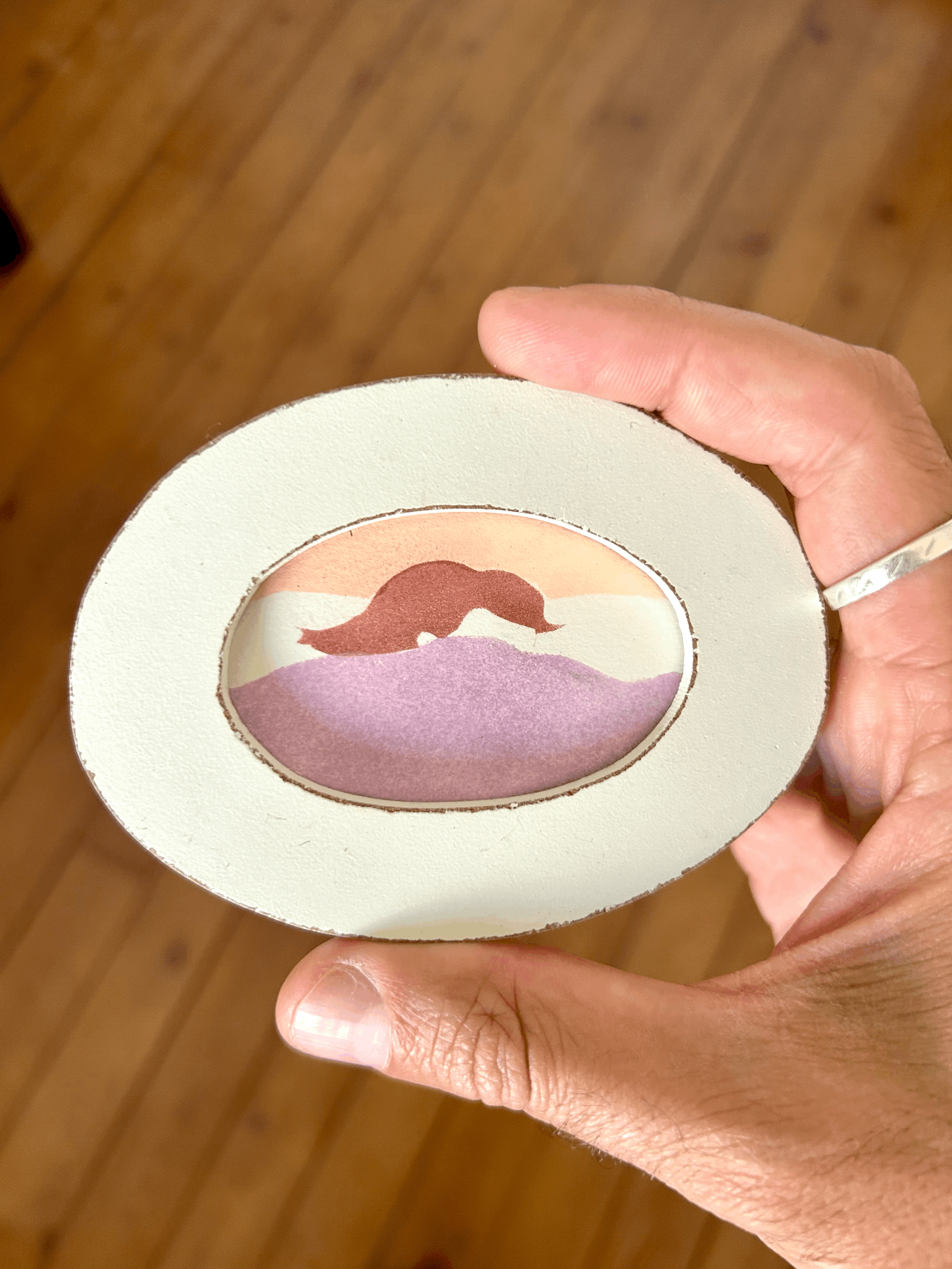 Mini illustration originale encadrée - Endormi n°4, couette violette