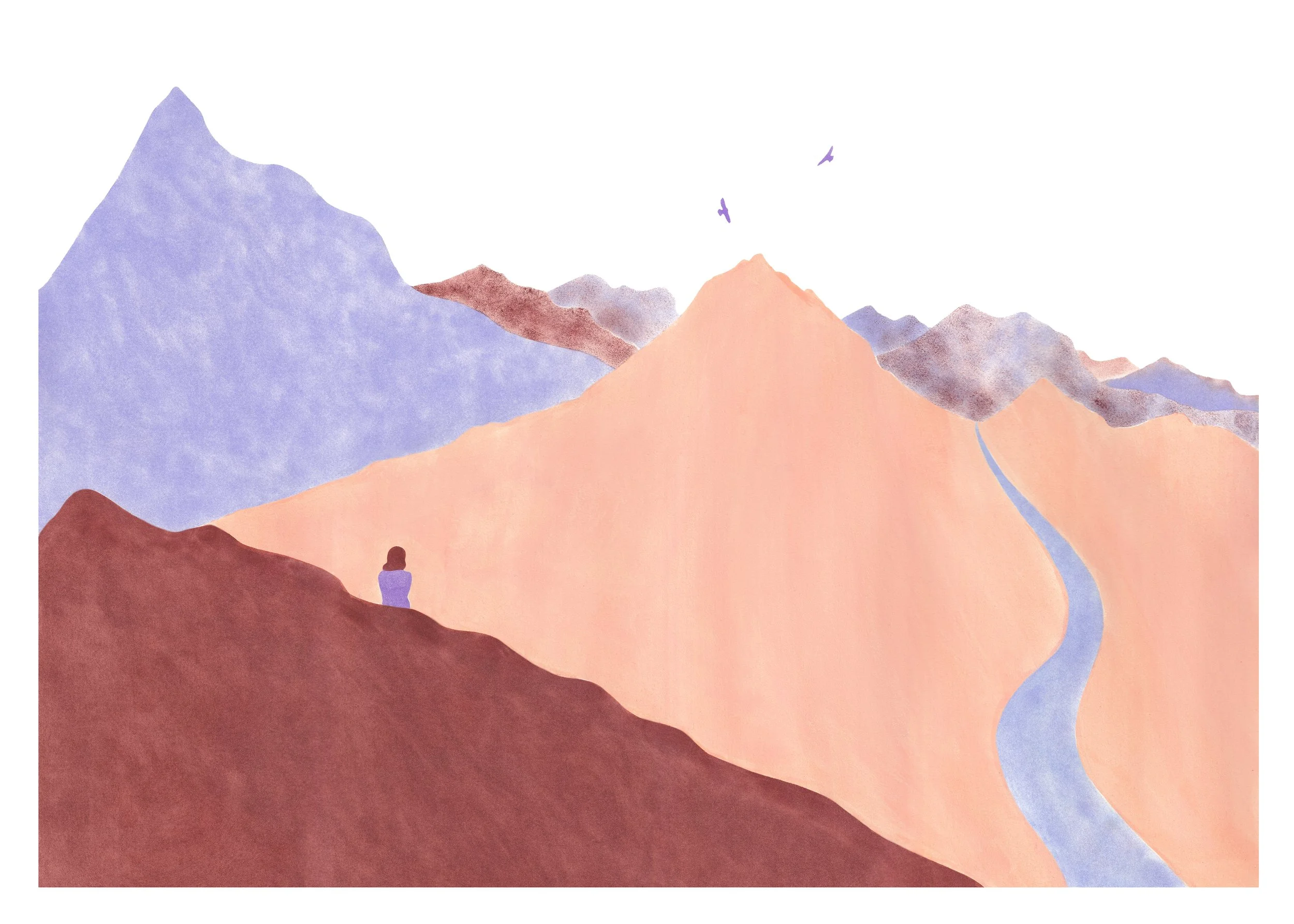 Silhouettes, humaines et non, aux montagnes