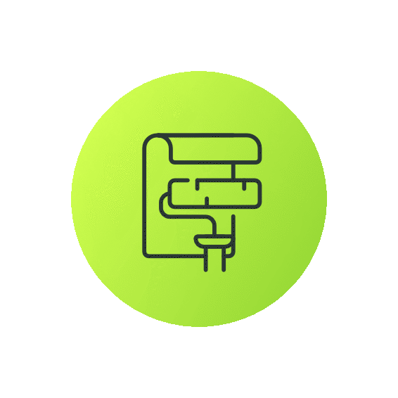 Carbon capture or filtration device icon in a green circle.