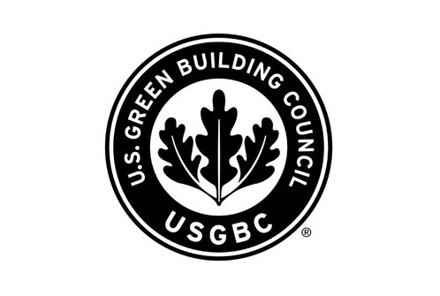 U.S. Green Building Council logo featuring a stylized oak leaf in the center with circular text around it.