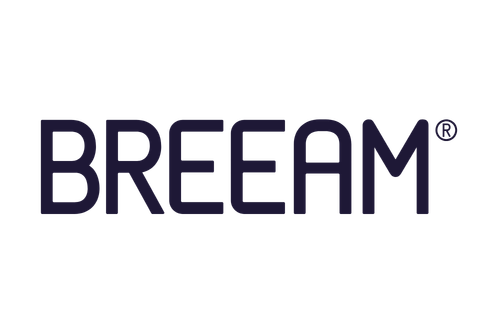 BREEAM logo with a stylized leaf above the letter B