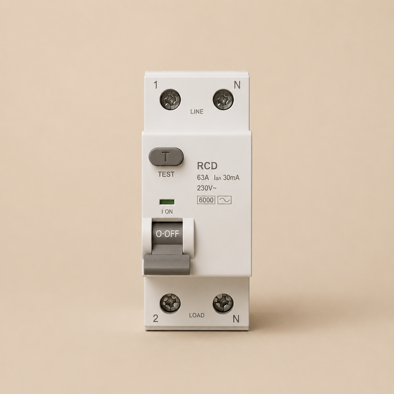 An electrical circuit breaker with a toggle switch labeled O-OFF, mounted on a wall.