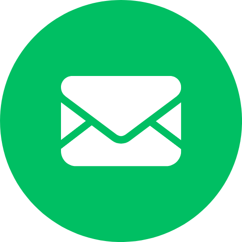 Email icon on a green circular background.
