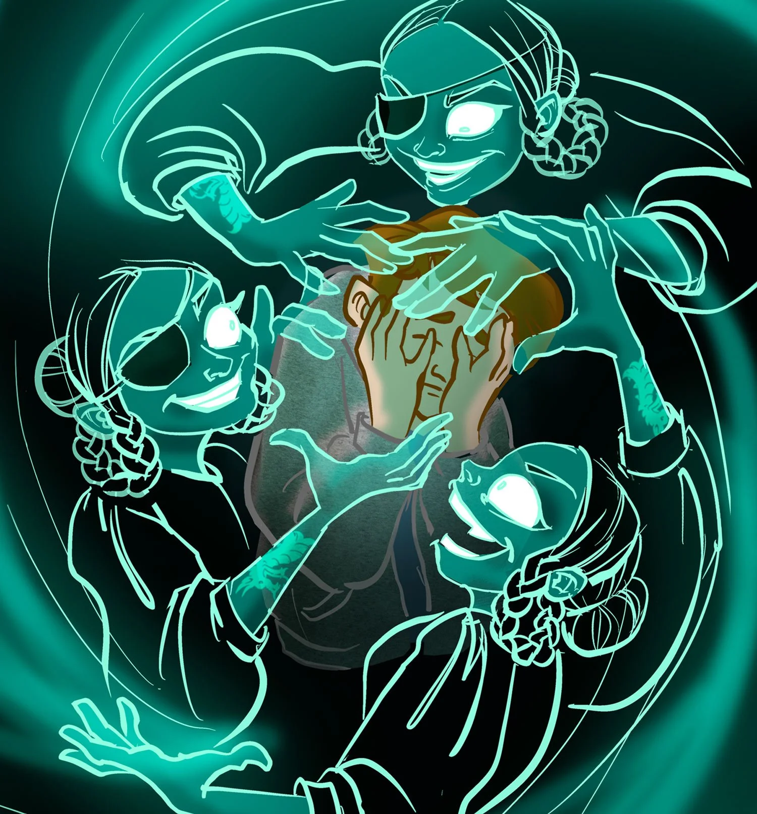 Book illustration | Kirjaston kiusanhenki