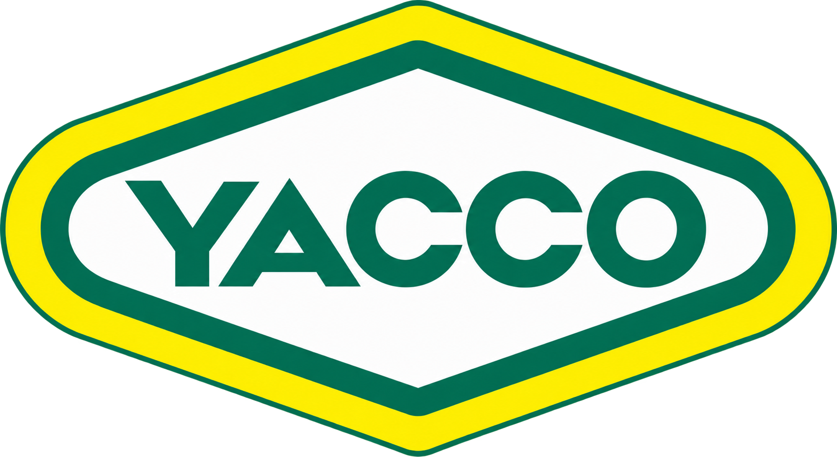 Yacco logo with green text inside a white oval with yellow and green border.