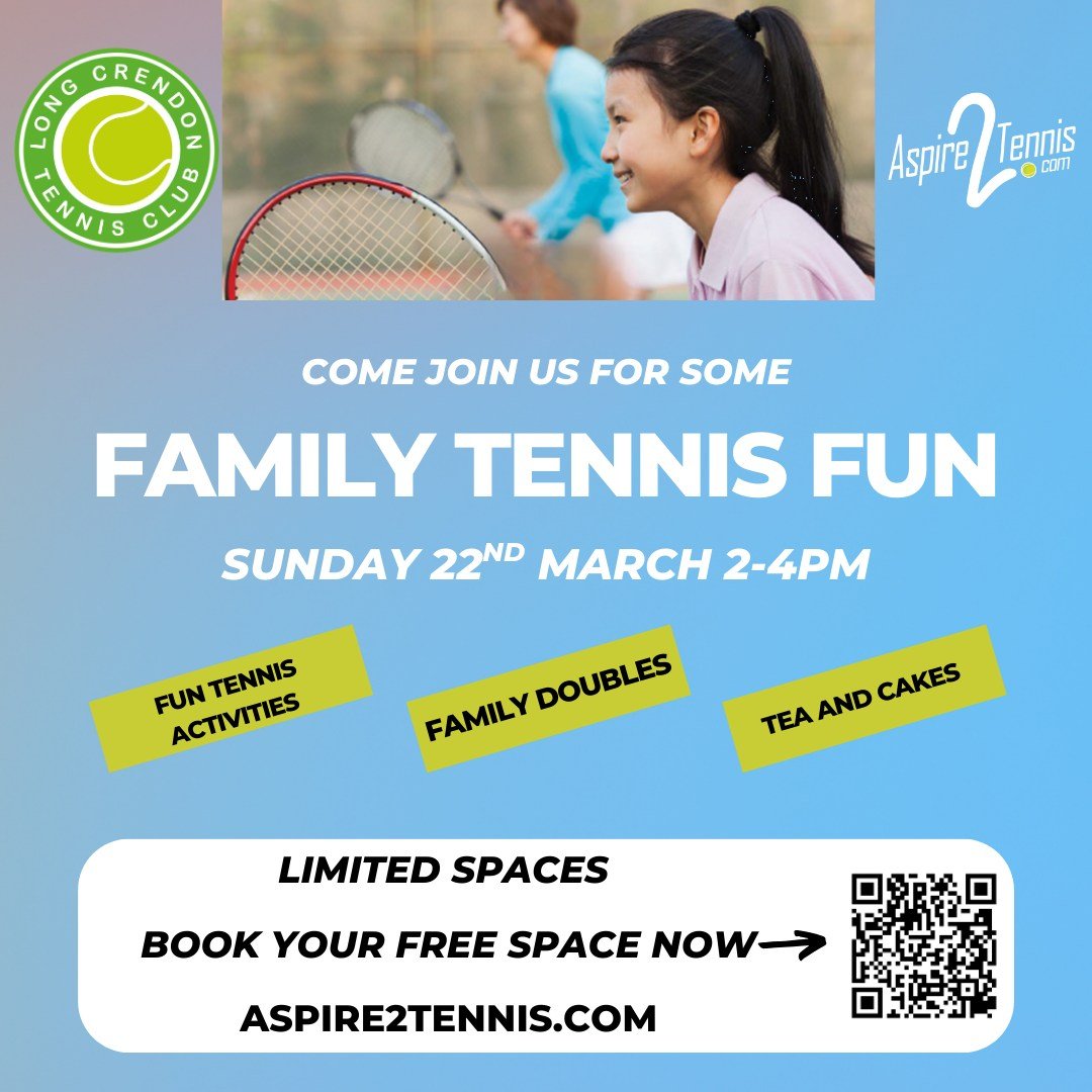Are you the parent who's usually watching your child play? 🎾 Or an adult tennis player keen to get your kids involved and on court with you? 👨&zwj;👩&zwj;👧&zwj;👦

It's time to join together for some FREE family tennis fun 🙌
Adults and children w