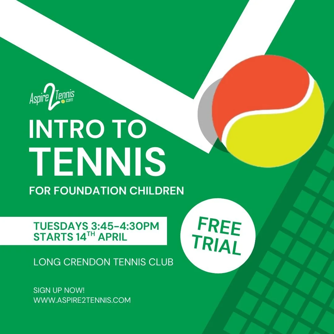 Calling all children in Foundation/Reception🎾🎾

We have a new session for Foundation (age 4/5) children at Long Crendon Tennis Club on Tuesdays 3:45-4:30pm, starting Tuesday 14th April. Come and try the first session for FREE. 

Reserve your space 