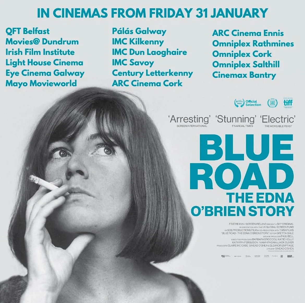 &lsquo;Blue Road - The Edna O&rsquo;Brien Story&rsquo; opens in cinemas across Ireland today through @wearebreakout 

Please consider coming to see it in the cinema this first  weekend - it&rsquo;s so helpful in showing venues that there is an audien